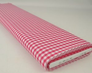 Boerenbont stof - Donkerroze 6,5mm geruit - Rol