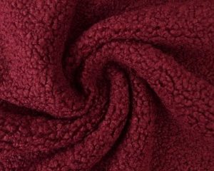 Teddy bont stof - Bordeaux rood