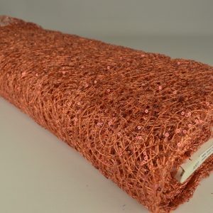 Opengewerkte paillettenstof - Zalmroze - Rol