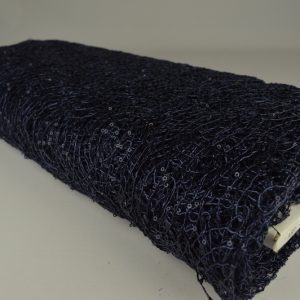 Opengewerkte paillettenstof - Marineblauw - Rol