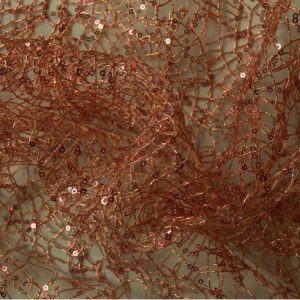 Opengewerkte paillettenstof - Zalmroze